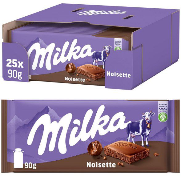 🍫 25x Milka Noisette Schokoladentafel je 90g für 24,99€ (statt 40€)