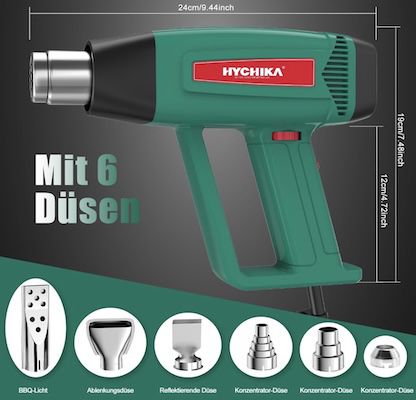 🔫🔥 HYCHIKA Heissluftpistole Kit mit 1800W für 21,59€ (statt 25€)