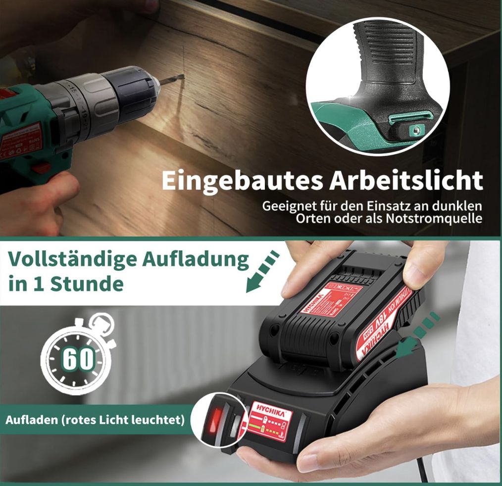 🔧🪛 HYCHIKA 18V Akkuschrauber 35Nm und Schlagschrauber 160Nm für 80,99€ (statt 90€)