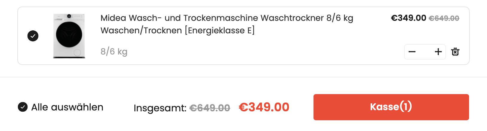 👕 Midea Waschtrockner 8kg Waschen/6kg Trocknen für 349€ (statt 398€)