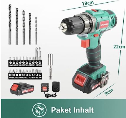 🔋🛠️🪛 Hychika E0004EU Akku Bohrschrauber für 35,90€ (statt 41€)