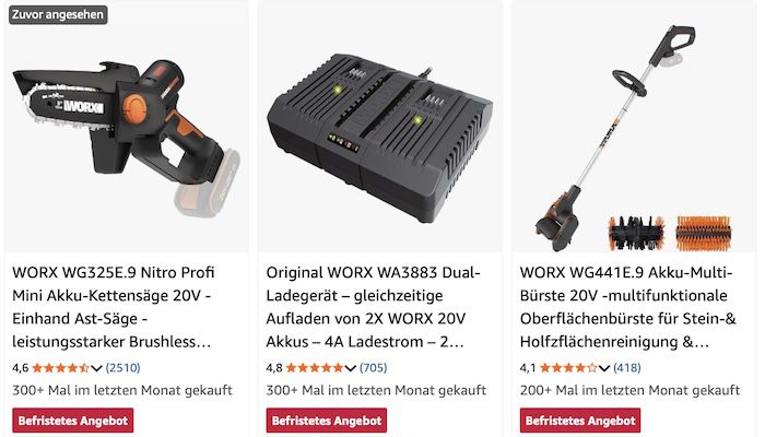 🏡🪴 Amazon: WORX Geräte stark reduziert 👉🏻 Mähroboter WR155E für 803€ (statt 985€)