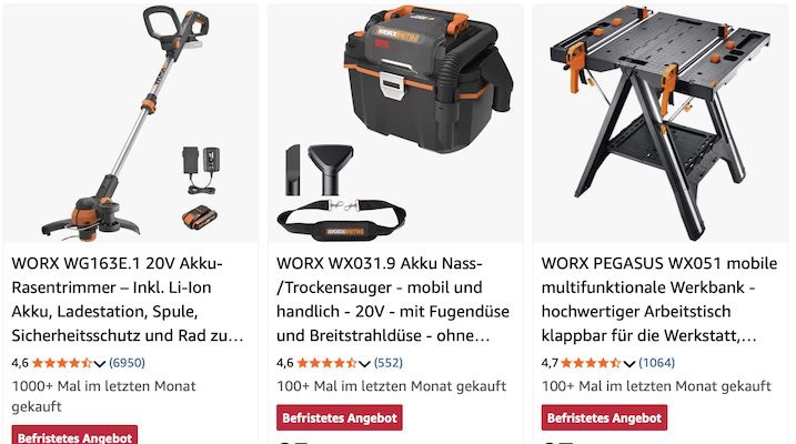 🏡🪴 Amazon: WORX Geräte stark reduziert 👉🏻 Mähroboter WR155E für 803€ (statt 985€)