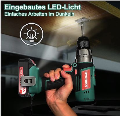 HYCHIKA Akkuschrauber mit 2,0 Ah Akku & Zubehörset für 45,96€ (statt 55€)