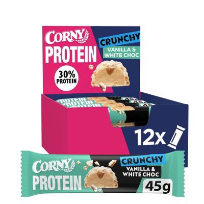 12er Pack Corny Protein Crunchy Vanilla & White Choc Flavor ab 22,15€ (statt 27€)