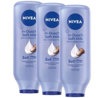 3x NIVEA In-Dusch Soft Milk Körpercreme je 400ml für 7,55€ (statt 21€)