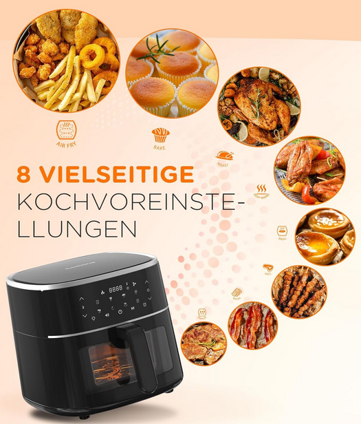 Tomons KA01004 Heißluftfritteuse 6l mit Sichtfenster für 54€ (statt 70€)