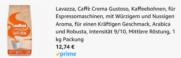 ☕ 1kg Lavazza Caffè Crema Gustoso   Mittlere Röstung ab 12,74€ (statt 16€)