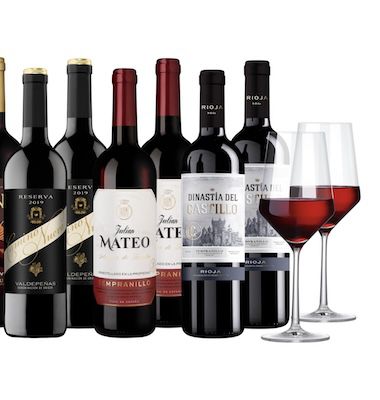 🍷 Weinpaket „Spanischer Tempranillo“ mit 8 Flaschen + 2 Gläser für 39,90€ (statt 96€)