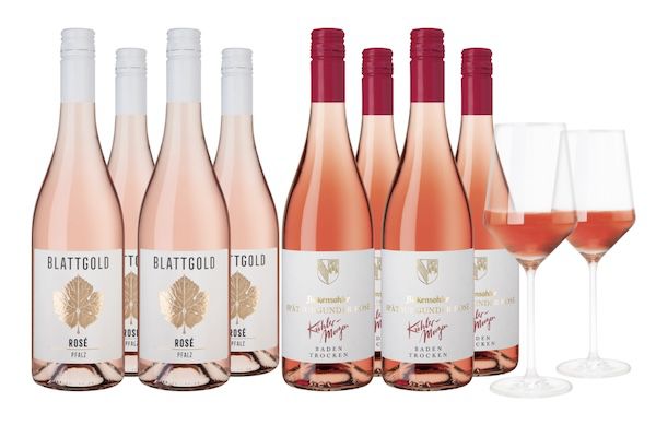 🍷 Weinpaket Rosé Lieblinge aus Deutschland + 2 Gläser für 46,80€ (statt 96€)