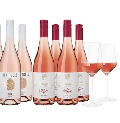 🍷 Weinpaket „Rosé Lieblinge aus Deutschland“ + 2 Gläser für 39,90€ (statt 96€)