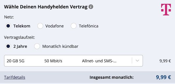 Handyhelden: günstige Handytarife in allen Netzen   z.B. o2 Allnet 50GB nur 8,99€