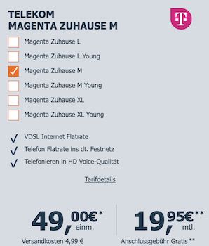 Telekom Magenta Zuhause M für eff. 17,84€ mtl. / L für eff. 21,17€ mtl. / XL für eff. 23,50€ mtl.