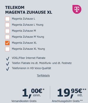 Telekom Magenta Zuhause M für eff. 17,84€ mtl. / L für eff. 21,17€ mtl. / XL für eff. 23,50€ mtl.
