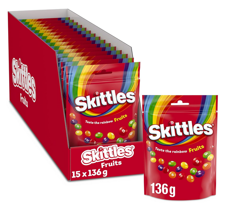 🍬🍬 SKITTLES Fruits 15 Beutel a´136g (2,040kg) für 17,93€ (statt 22€)