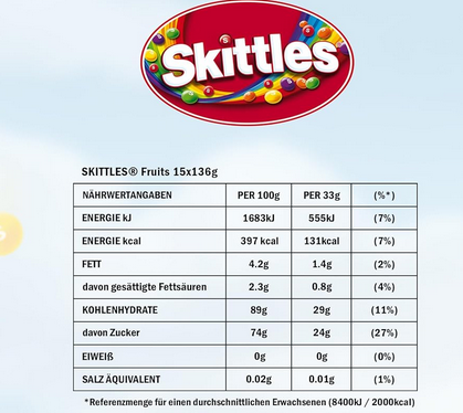🍬🍬 SKITTLES Fruits 15 Beutel a´136g (2,040kg) für 17,93€ (statt 22€)