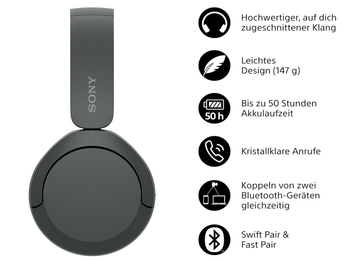 Sony WH CH520 Akku Bluetooth Kopfhörer für 29,99€ (statt neu 35€)