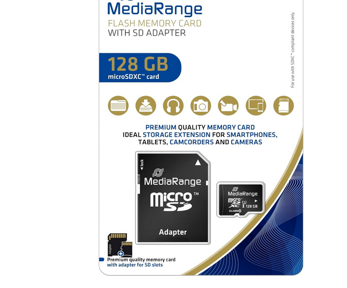 Mediarange MR945 Micro SDXC Karte 128GB Speicherkarte für 6,99€ (statt 11€)