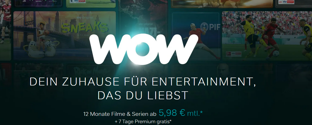 🔥🍿 12 Mon. WOW TV Filme + Serien für 4,98€ mtl (statt 15€)