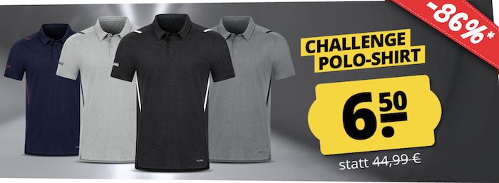 👕 Jako Challenge Herren Poloshirt für je 6,50€ zzgl. VSK (statt 25€)