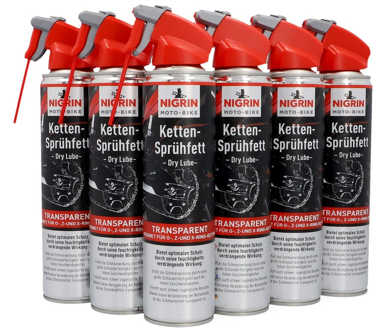 6x NIGRIN Motorrad Ketten Sprühfett je 400ml für 24,99€ (statt 35€)