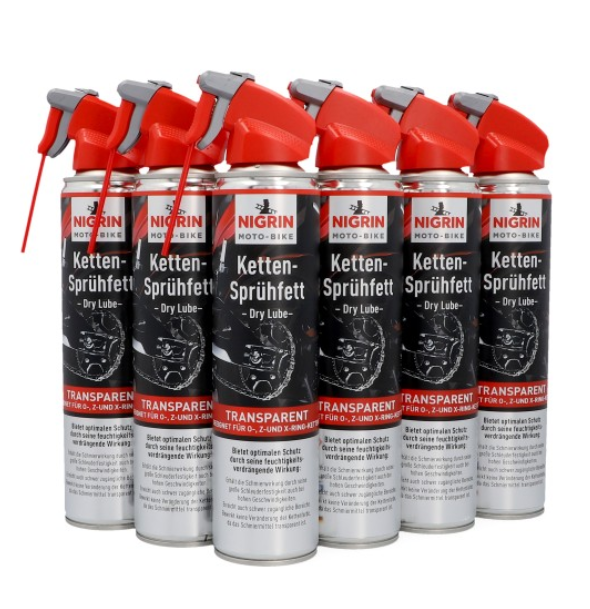 6x NIGRIN Motorrad Ketten-Sprühfett je 400ml für 24,99€ (statt 35€)