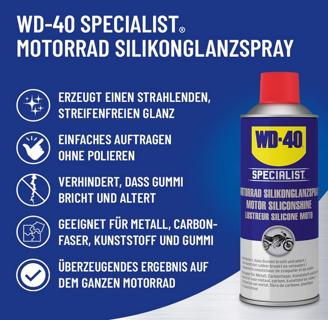 6x WD 40 Silikonglanzspray Special Motorbike je 400ml für 49,90€ (statt 55€)