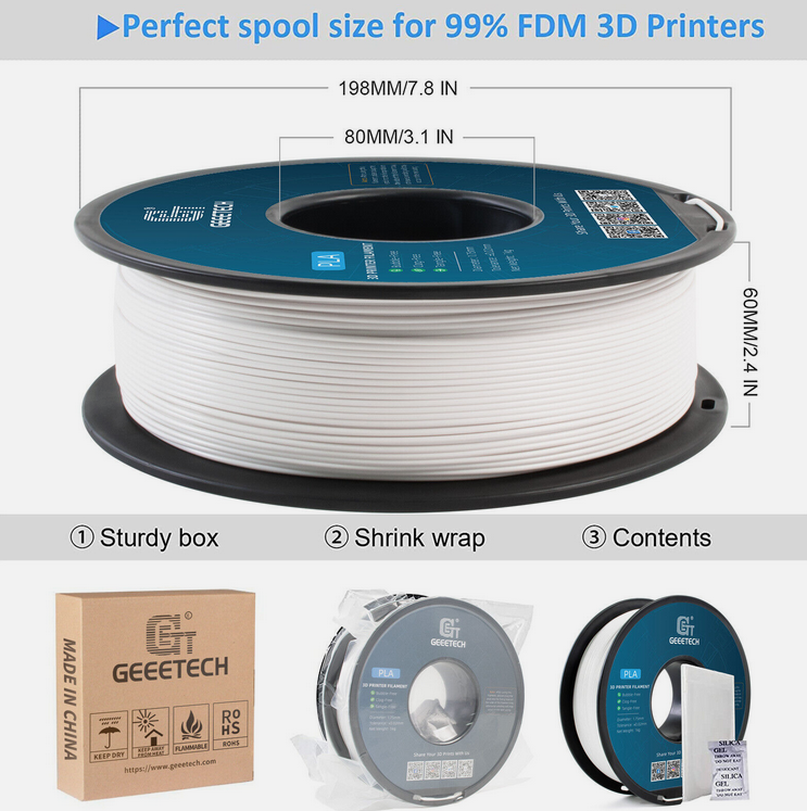 Geeetech PLA Filament warm Weiß 1.75mm 1kg/Rolle für 9,59€ (statt 16€)