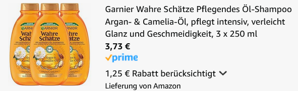 💥Garnier Wahre Schätze Pflegendes Öl Shampoo 3 x 250ml ab 3,73€ (statt 11€)