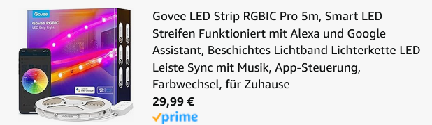 Govee RGBIC 5m LED Strip mit App Steuerung für 29,99€ (statt 40€)