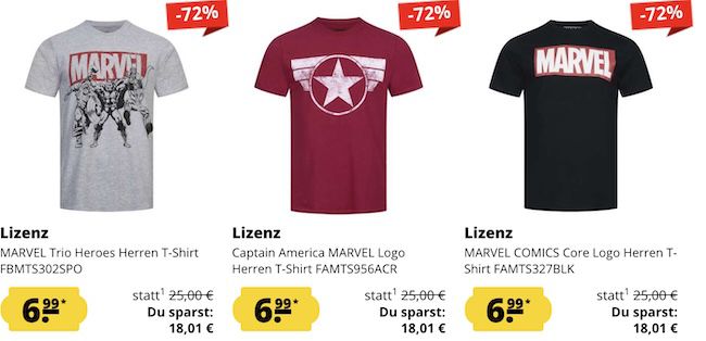 👕 SportSpar: Marvel T Shirts ab 6,99€ + 5€ Gutschein ab 60€