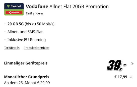📱 Samsung Galaxy S24 für 39€ + Vodafone Allnet 20GB für 17,99€ mtl.