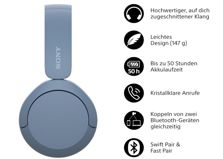 Sony WH CH520 Akku Bluetooth Kopfhörer für 26,99€ (statt neu 35€)