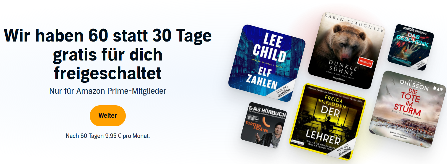 🔥 2 Monate Audible gratis (statt 20€)   nur für Primer