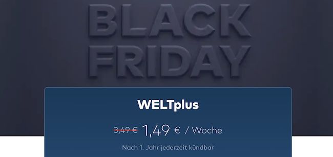 📰 WELTplus inkl. WELT News App für 1,49€/Woche (statt 3,49€) 📰 WELTplus inkl. WELT News App für 1,49€/Woche (statt 3,49€)