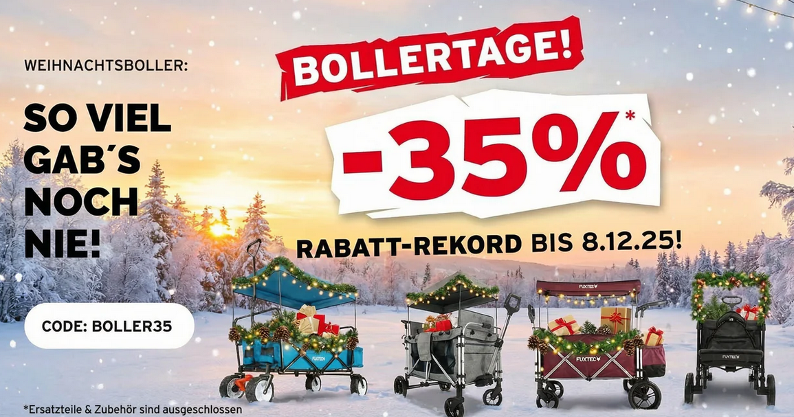 🚜 35% Rabatt auf Fuxtec Bollerwagen   z.B. Luxus Bollerwagen 259€ (statt 414€)