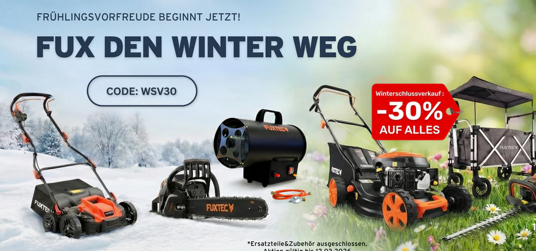 👩‍🌾 Fuxtec WSV: 30% Rabatt auf ALLES   z.B. FX CT700 Bollerwagen für 130,20€ (statt 194€)