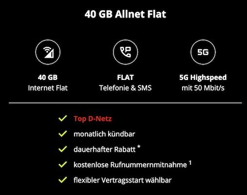 🚨 Vodafone Allnet Flat mit 40GB für nur 9,99€ oder 100GB für 11,99€ + monatlich kündbar