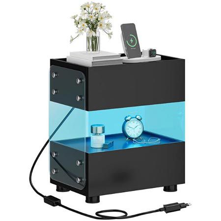 Yitahome Nachttisch mit RGB + 2 Schubladen für 39,99€ (statt 80€)