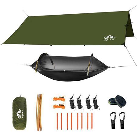 ⛺ Night Cat Camping Hängematte mit Moskitonetz & Tarp für 49,99€ (statt 100€)