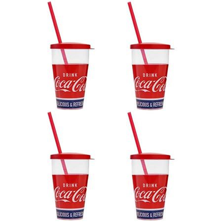 🥤 4er Pack Snips Coca Cola Trinkgläser mit Strohhalm, 0,5L für 14,44€ (statt 17€)