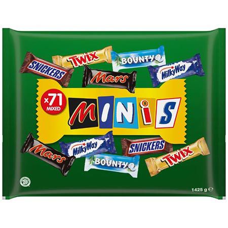 🍫 1,4 Kg Mixed Minis Schokolade Großpackung, 71 Riegel ab 12€ (statt 17€)