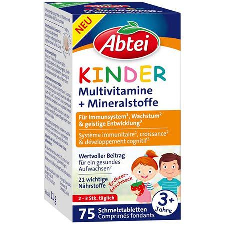 🍊 Abtei Kinder Multivitamine + Mineralstoffe, 75 Tabletten ab 3€ (statt 5€)