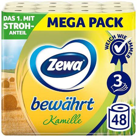 🧻 48 Rollen Zewa Bewährt Kamille Toilettenpapier, 3 lagig ab 17,52€ (statt 21€)