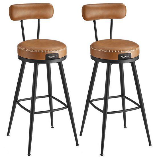 2x VASAGLE EKHO drehbarer Barstuhl mit Rückenlehne für 78,99€ (statt 100€)