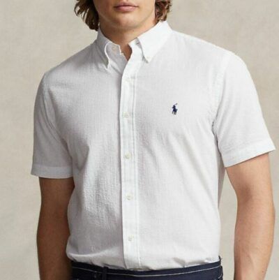 Polo Ralph Lauren Custom-Fit Seersucker-Hemd in Weiß für 109€ (statt 139€)