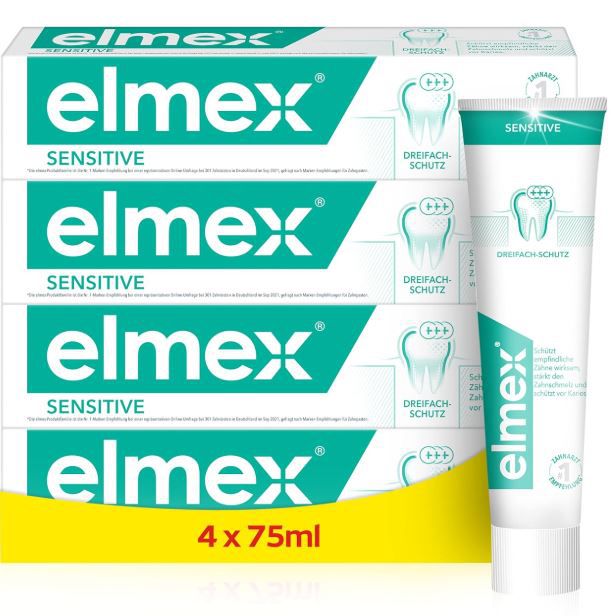 🦷 elmex Zahnpasta Sensitive 4x75ml ab 13,20€ (statt 16€)