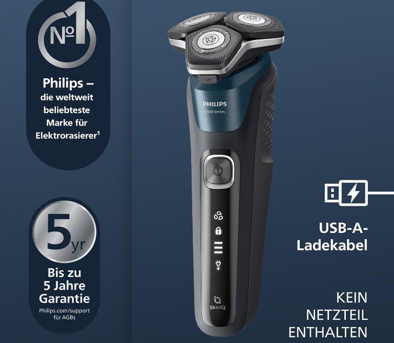 Philips Shaver Series 5000 (S5889/50) mit SkinIQ Technologie für 94,99€ (statt 147€)