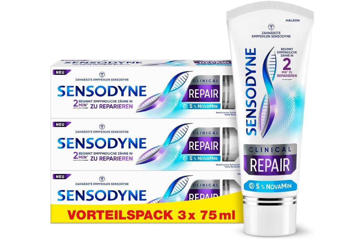 3x Sensodyne Clinical REPAIR 75ml mit 5 % NovaMin für 11,88€ (statt 21€)
