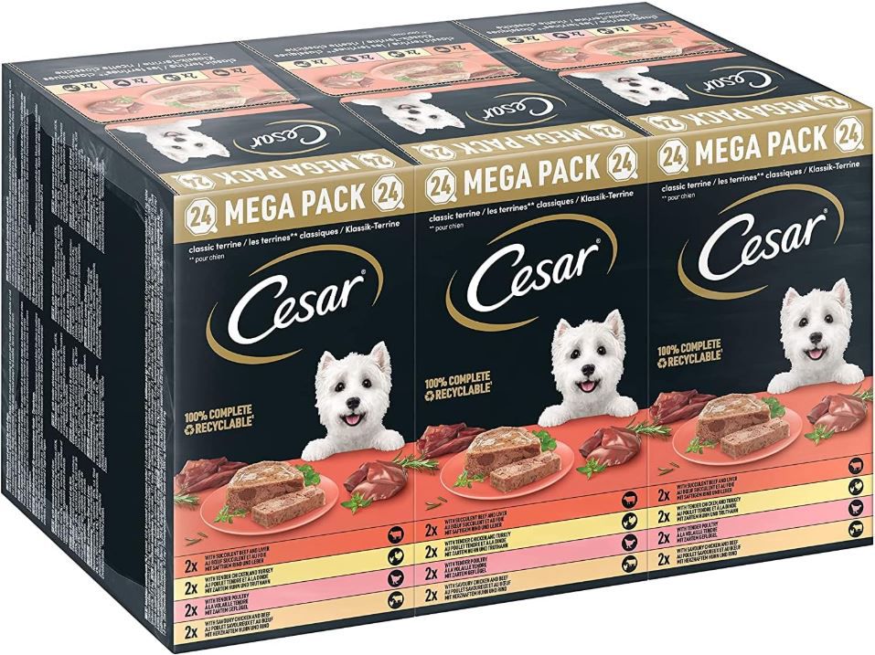 🐶Cesar Klassik Terrine Hundenassfutter 4 Sorten   24er Pack ab 12,95€ (statt 17€)